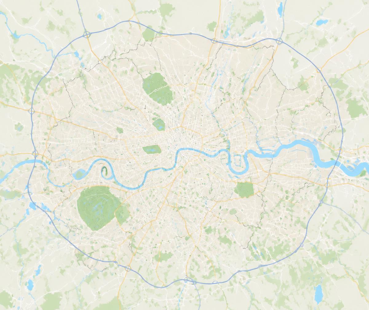 Aerial map of Greater London coverage area